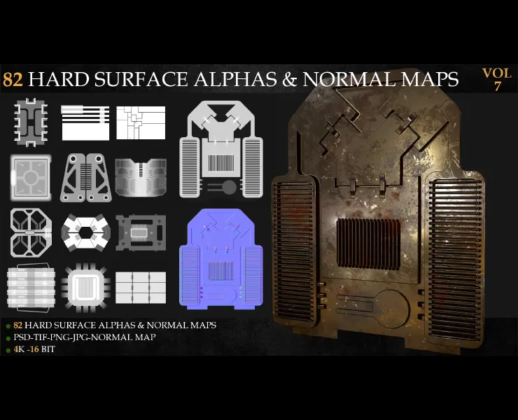 82 HARD SURFACE ALPHAS & NORMAL MAPS-VOL 7