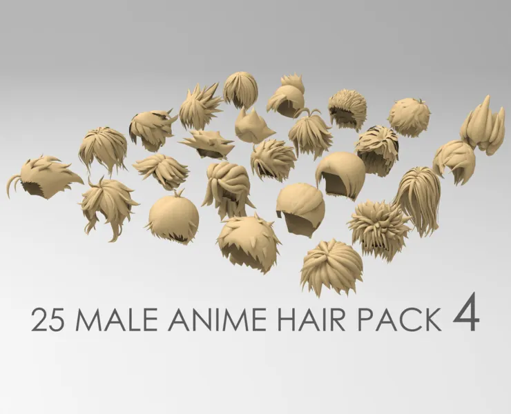 25 male anime hair pack 4