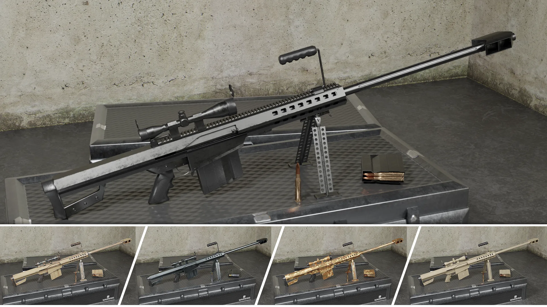 M82 Barrett Game Ready 5 Textures Low-poly 3D model