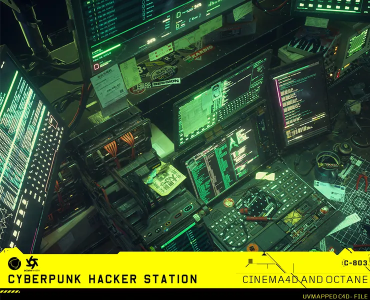 Cyberpunk Hacker: C4D/Octane Project