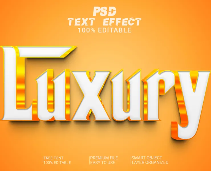 3D Luxury PSD fully editable text effect. Layer style PSD mockup template.