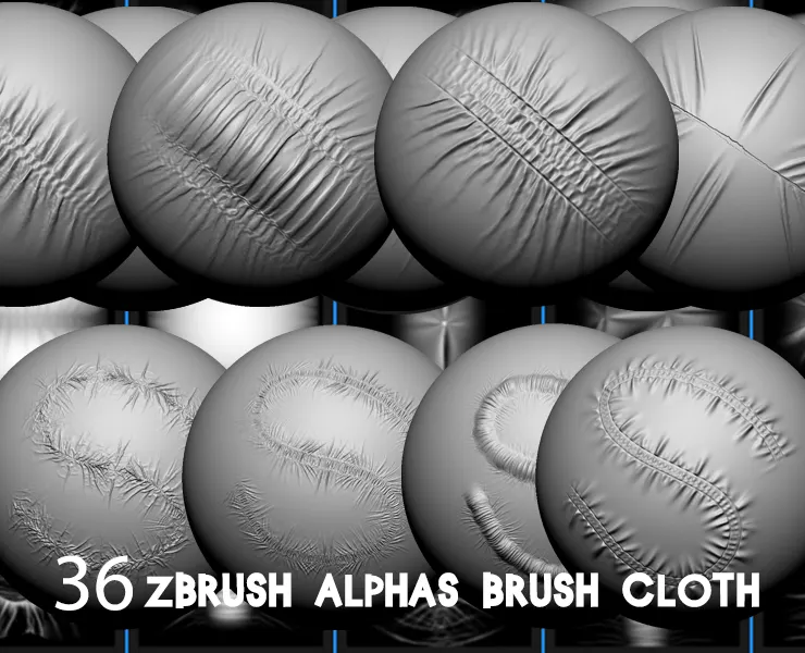 36 Zbrush Alphas Brush Cloth