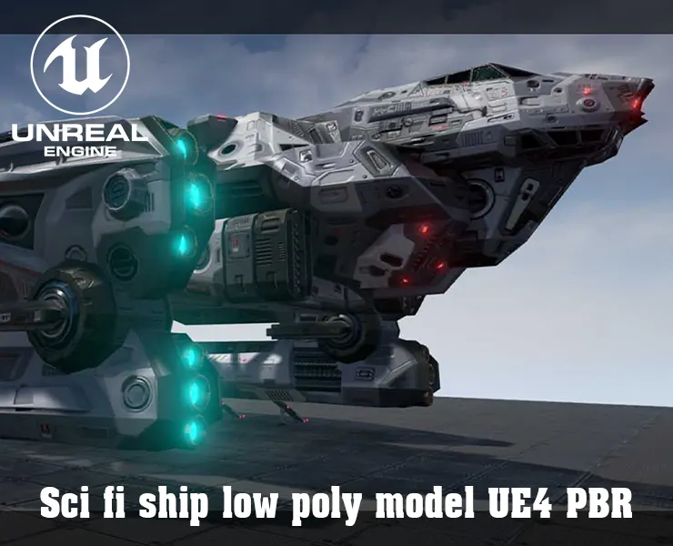 Sci-fi Ship Lowpoly Game Model Unity UE4 PBR