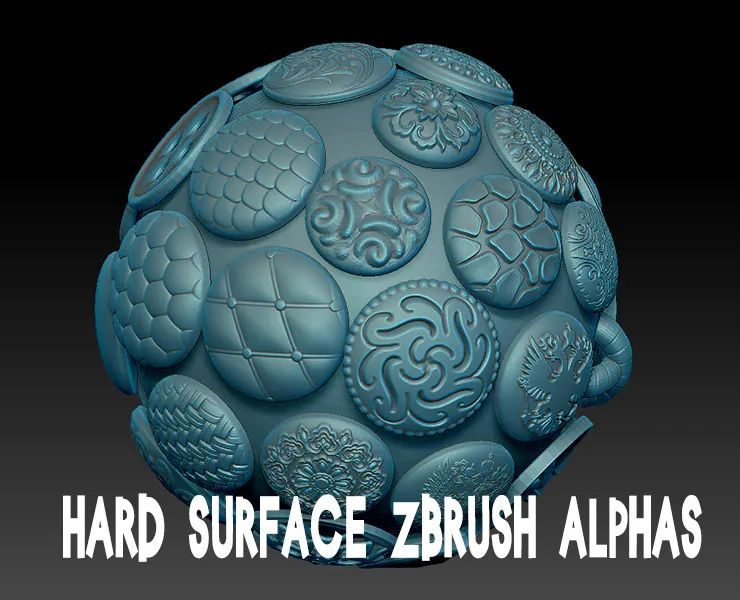 Hard Surface Zbrush Alphas buttons