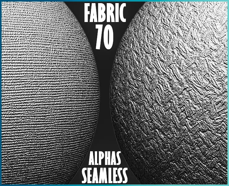 70 Fabric Tileable Alphas Vol.12 (ZBrush, Substance, Displacement Map)