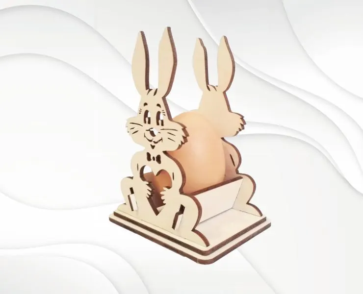 3D puzzles Easter bunny egg holder, laser cutting design. Laser cut pattern.