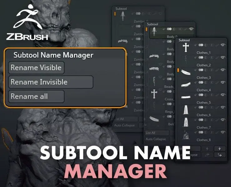 Zbrush - Subtool Name Manager