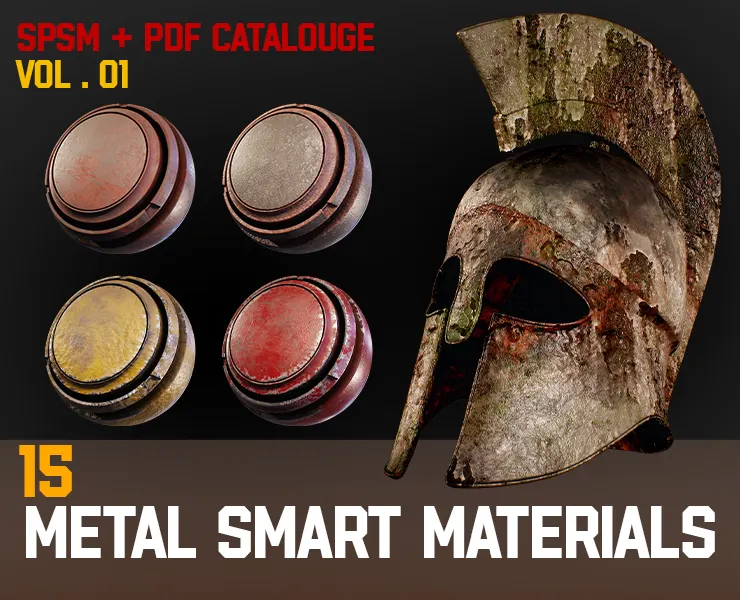 " 15 High Detailed Metal Smart Materials " (Vol.1) + Free SCIFI Box 3D Model