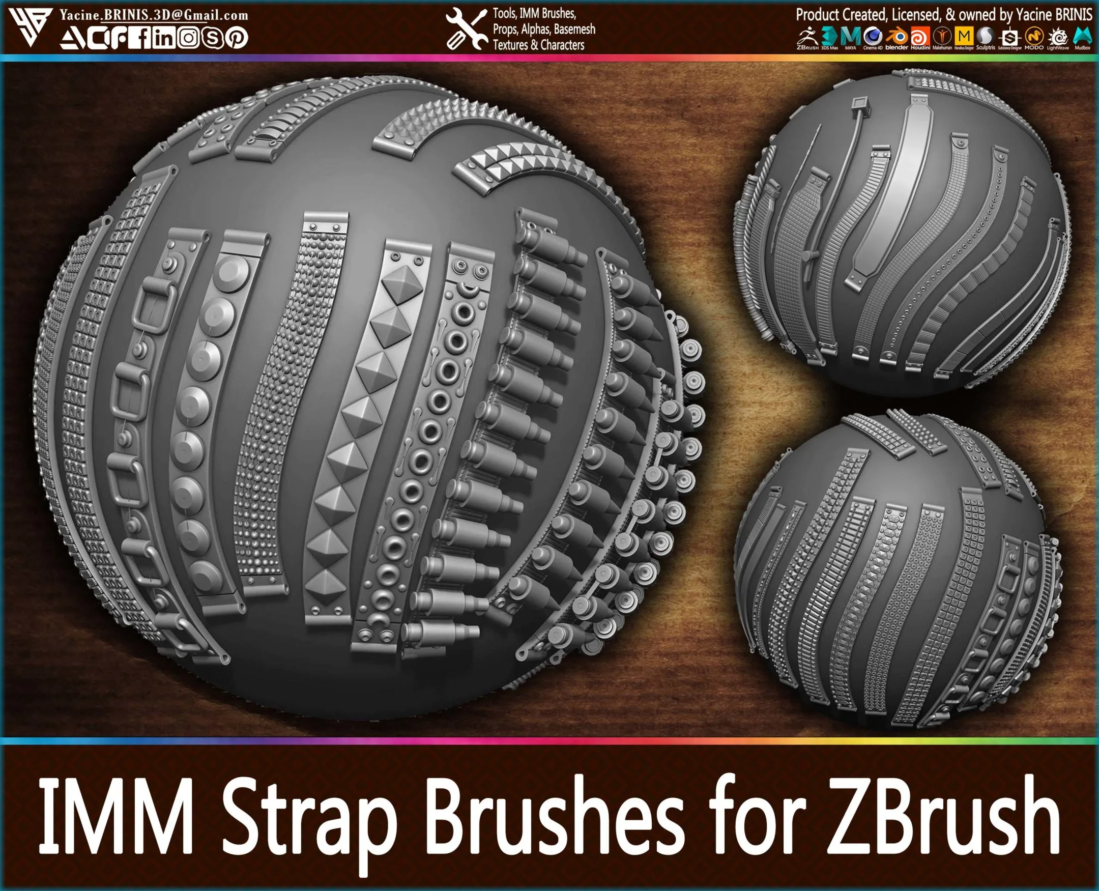 40 IMM Strap Brushes for ZBrush (Belts, Cords, Bands, Tapes)