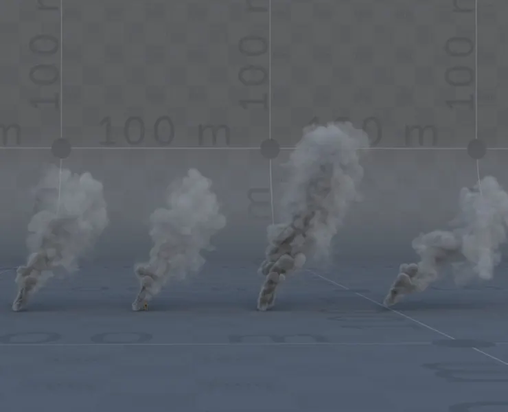 Smoke plumes bundle, 120 frames, 4x mid res, 1x high res