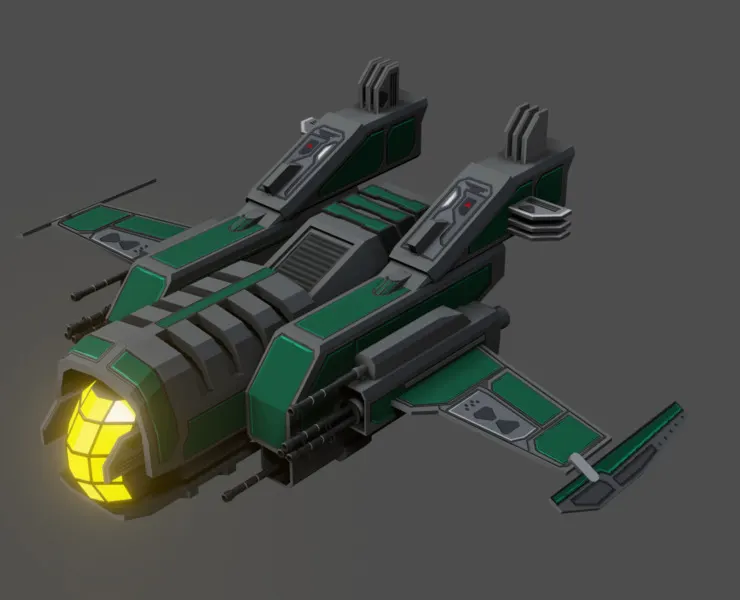 Sci-Fi Fighter Ship v3 - Low Poly - Game ready - PBR