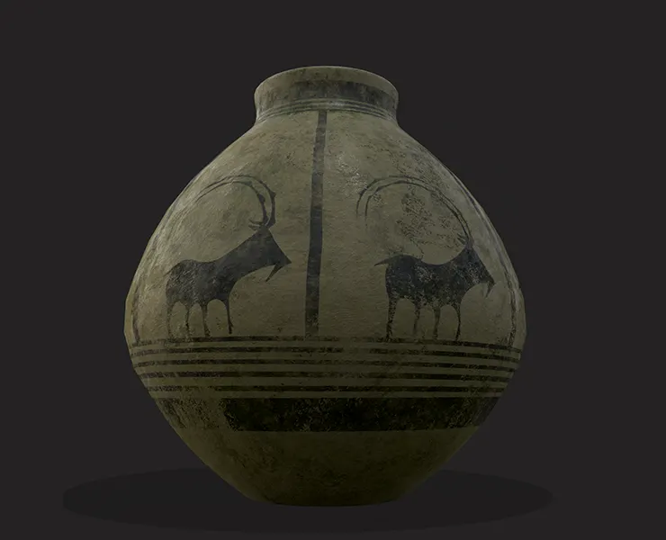 Storage Jar with Mountain Goats