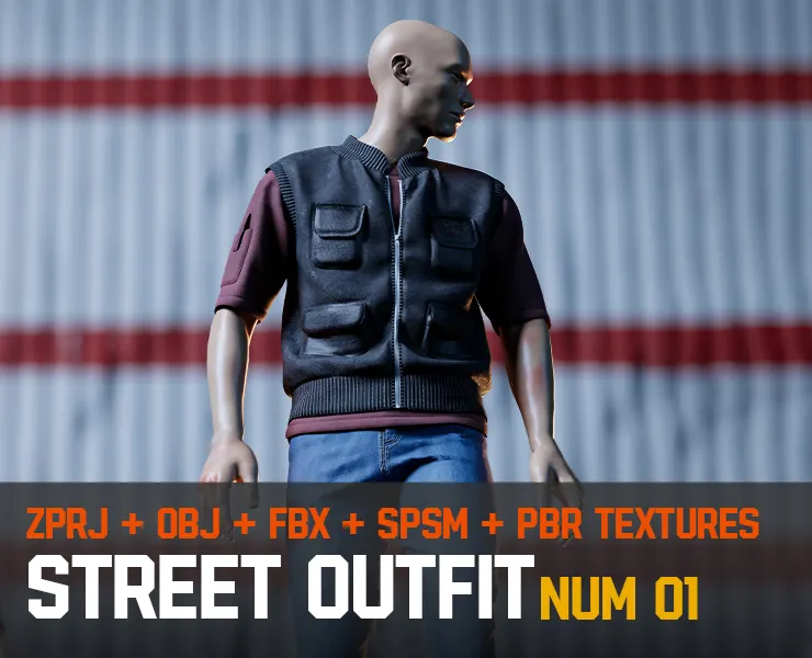 " Street outfit " (Num01) / ZPRJ - OBJ - FBX + 2 Free Smart Materials