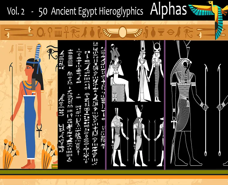 Vol. 2 - 50 Ancient Egypt Hieroglyphics Alphas