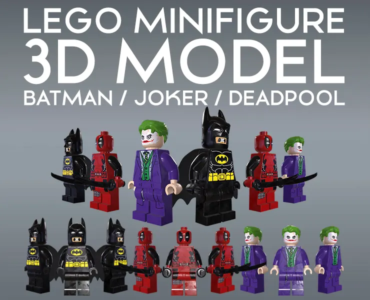 LEGO Minifigure 3D model - Batman / Joker / Deadpool