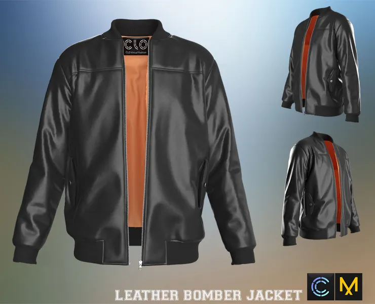 Leather Bomber Jacket, Marvelous Designer, Clo3d