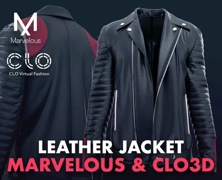 Motorcycle Leather Jacket - Marvelous Designer & Clo3d
