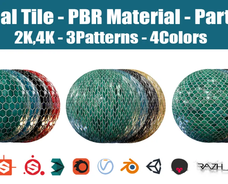 Teal Tile - PBR Material - 2K-4K - Part1