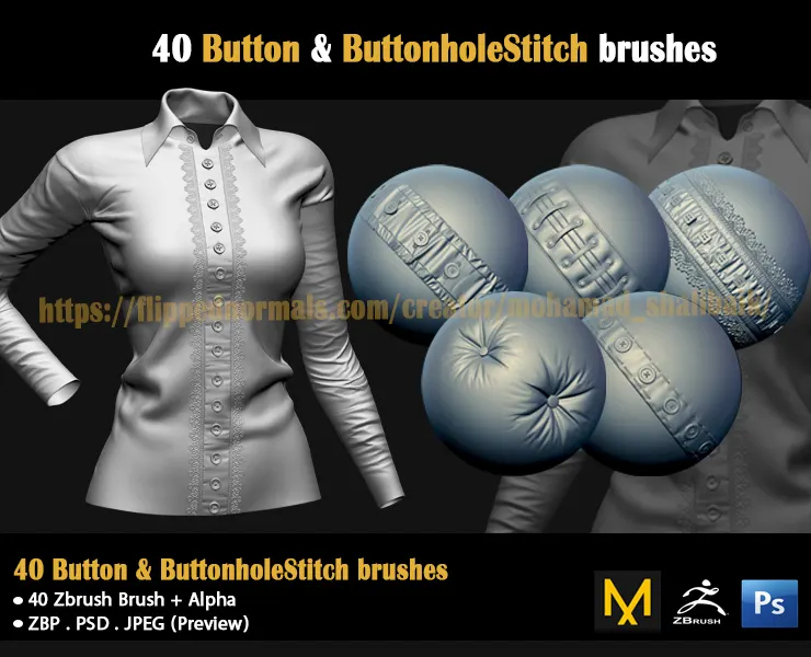 40 Button & Buttonhole Stitch Brushes