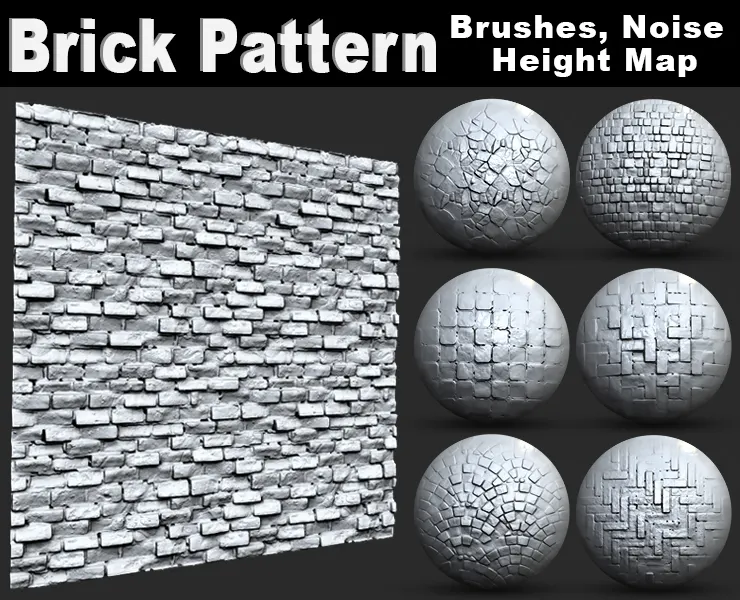 Brick Pattern Brushes, Noise and Height Map