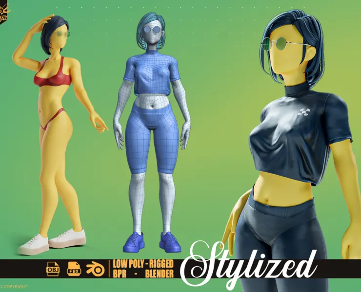 Stylized motion design female character