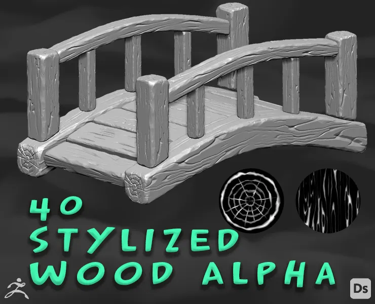 40 Stylized Wood Alpha