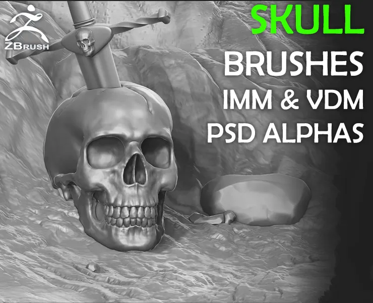 Skull Brushes and Alphas for ZBrush (IMM & VDM)