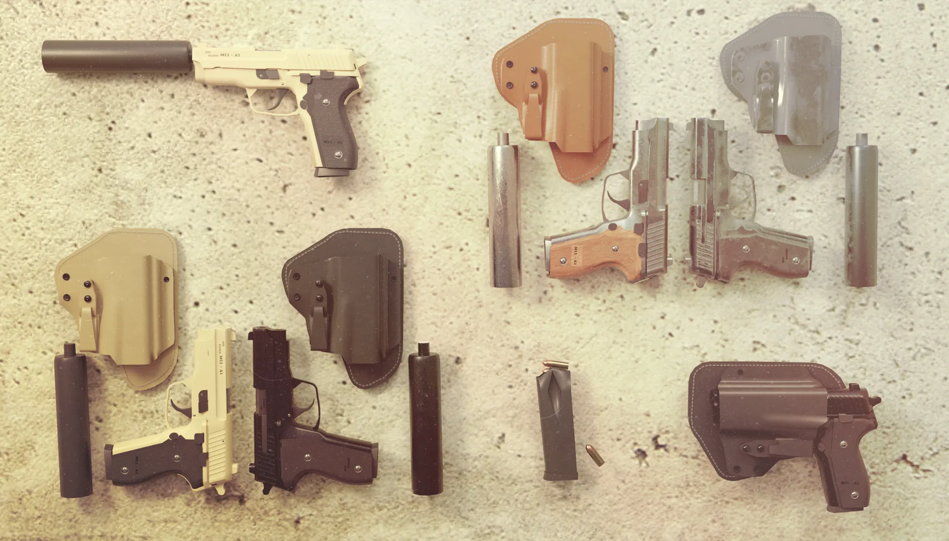 M11 Pistol Game Ready 5 Textures Low-poly 3D model