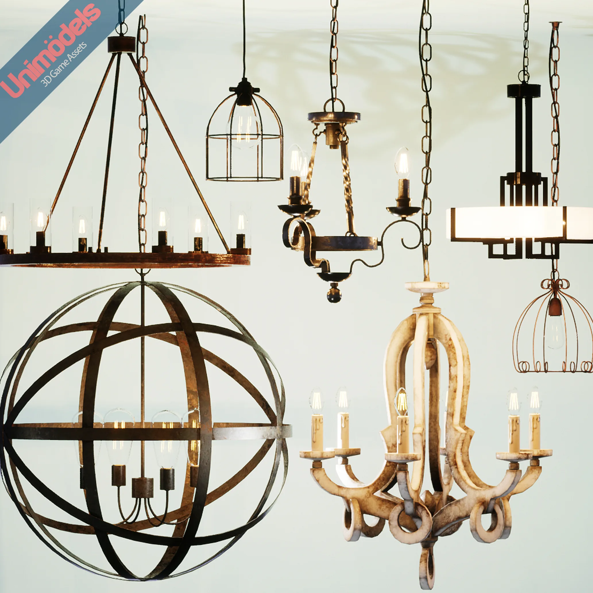 Rustic Pendant Lamps Vol. 2 for UE4