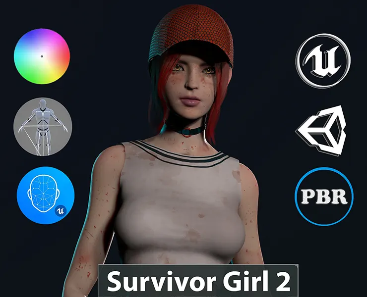 Survivor Girl 2 Low Poly Game Ready