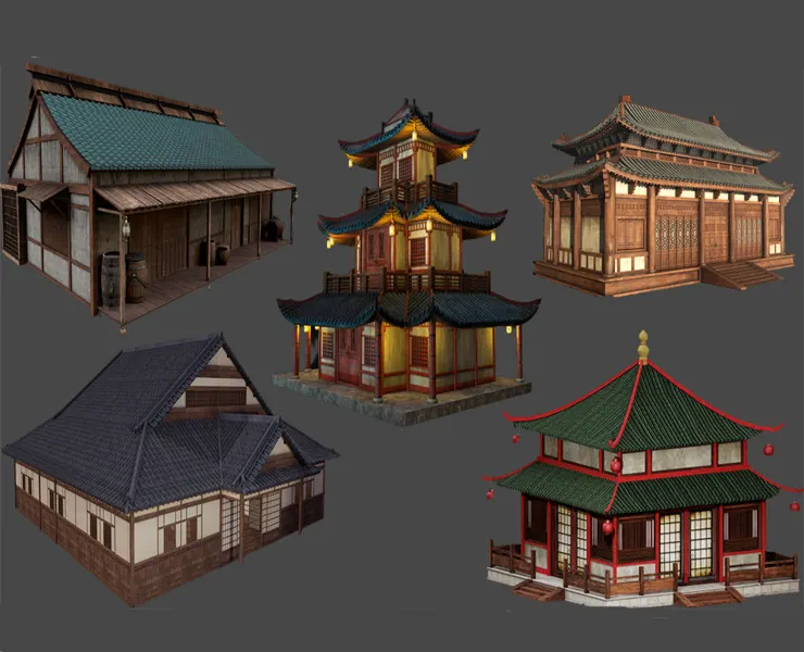 Asian Japanese Traditional Building Collection