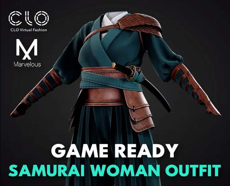 Low Poly Samurai Woman Outfit