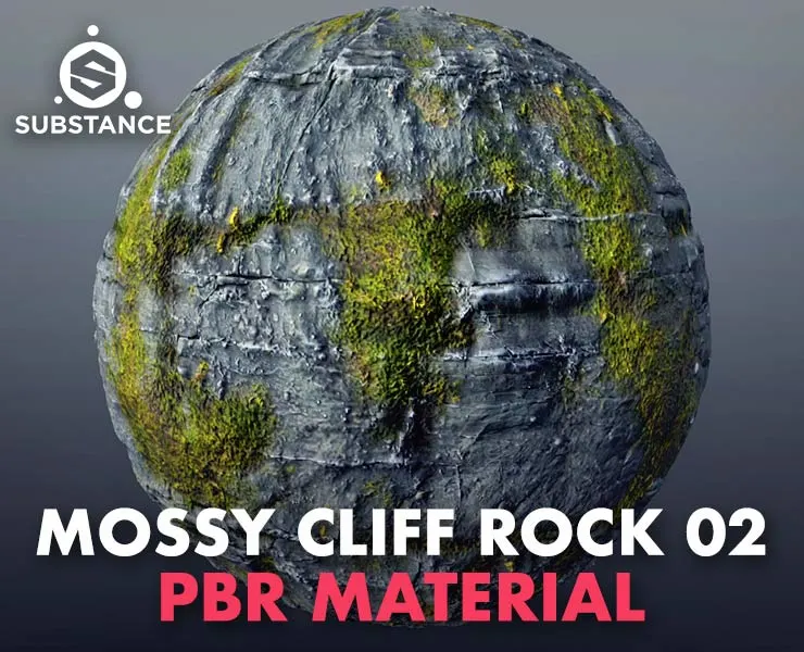 Mossy Cliff Rock 02 - PBR Material Texture