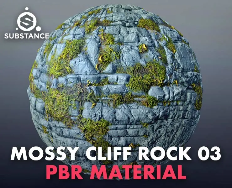 Mossy Cliff Rock 03 -  PBR Material Texture