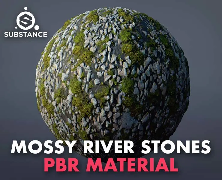 Mossy River Stones - PBR Material Texture