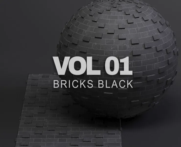 Bricks vol01 Black 8K Seamless PBR Materials