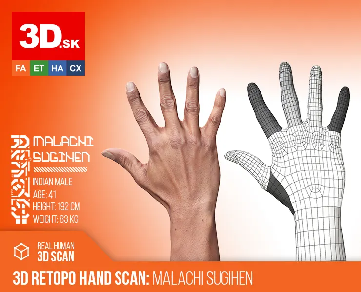 Retopologized Hand scan | 3D Model Malachi Sugihen