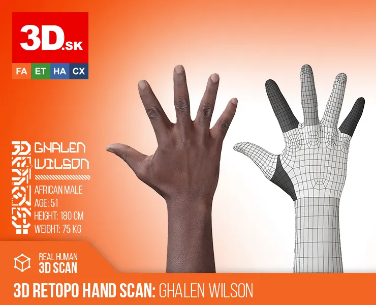 Retopologized Hand scan | 3D Model Ghalen Wilson