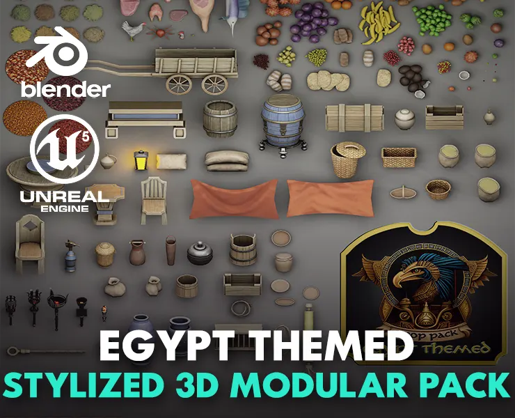 Egypt Themed stylized 3D modular pack | Props | 3D Tudor