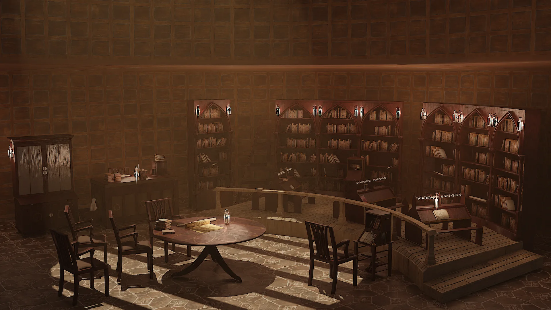 Medieval Library Model Pack Mocha Low-poly 3D Model