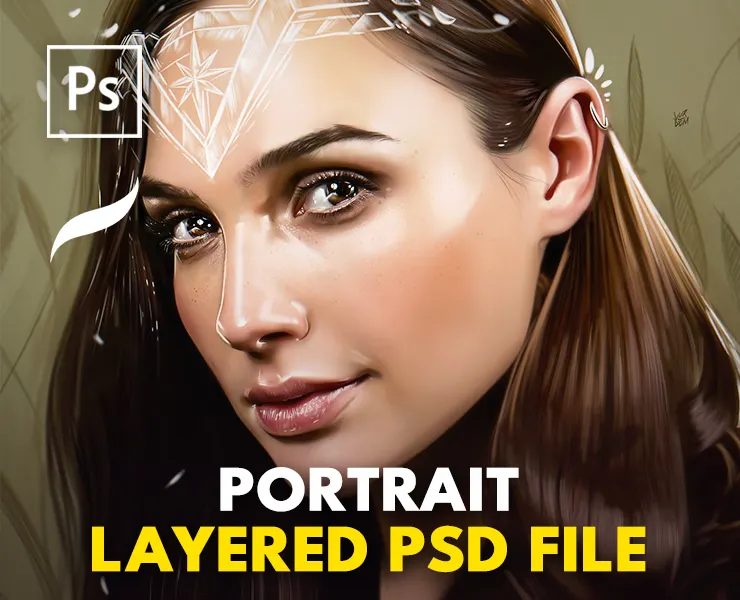 Portrait Painting in Photoshop PSD file