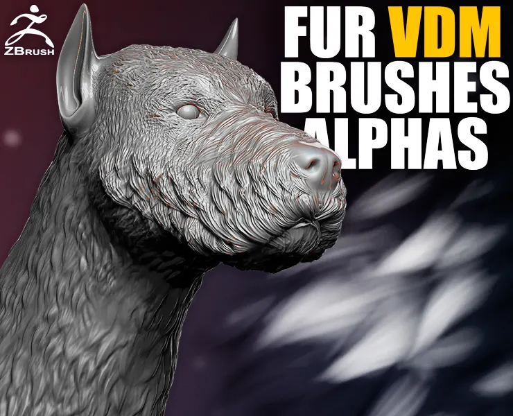 Fur VDM Brush and Alphas for ZBrush