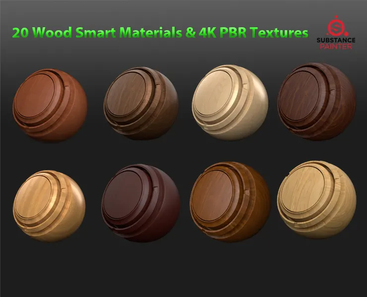 20 Wood Smart Materials & 4k PBR Texture