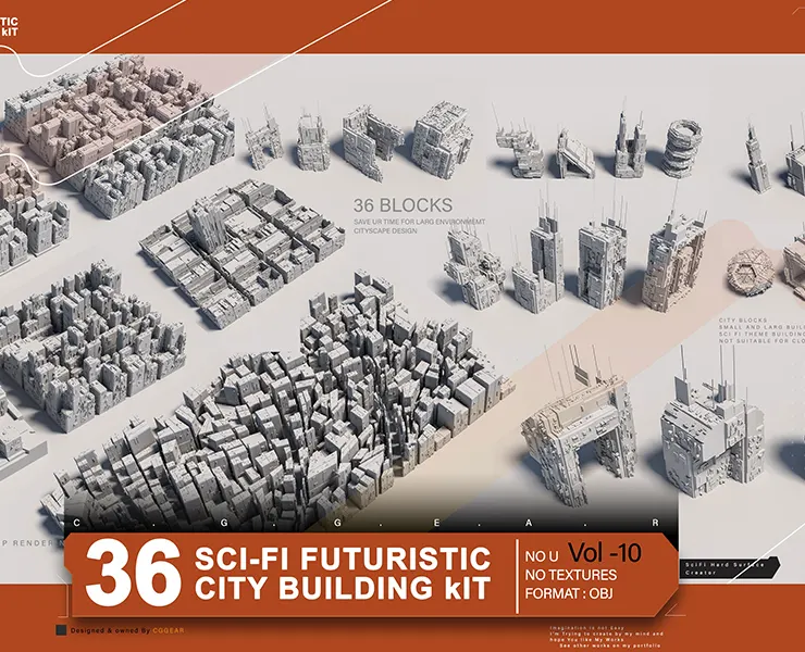 36 SCI-FI BUILDINGS CITY KIT vol 10