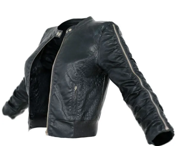 Vintage Jacket Black Leather Zipper