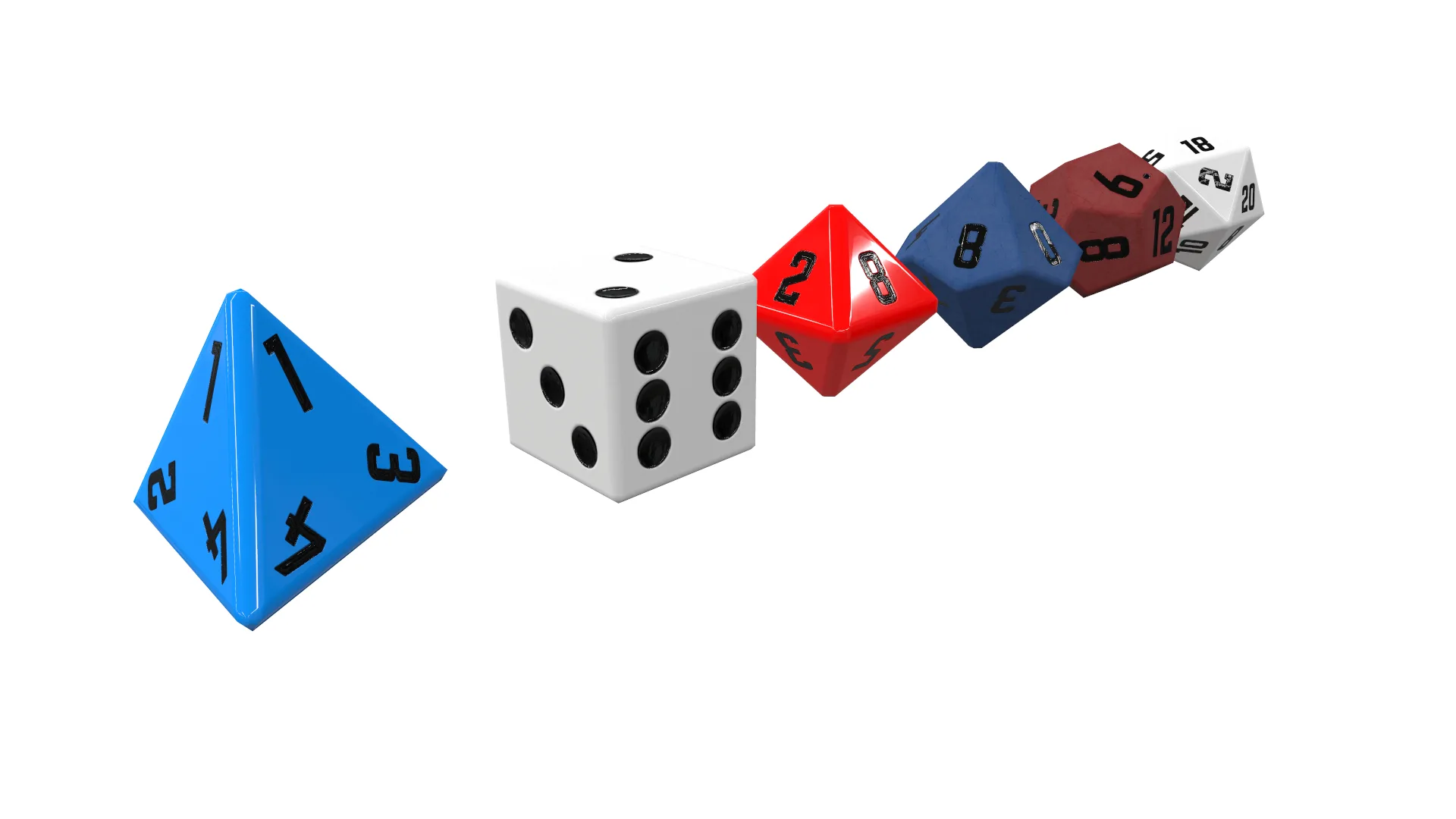 Collection Dice set for role-playing games - game ready PBR