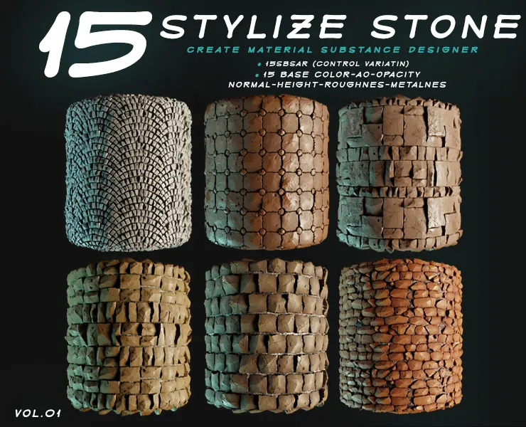 15 MATERIAL STYLIZE STONE VOL.01