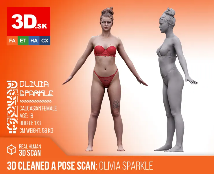 Cleaned A Pose Scan | 3D model Olivia Sparkle Underwear