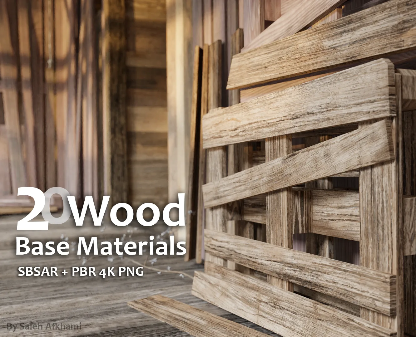 20 Wood Base Materials _ SBSAR + 4K PNG