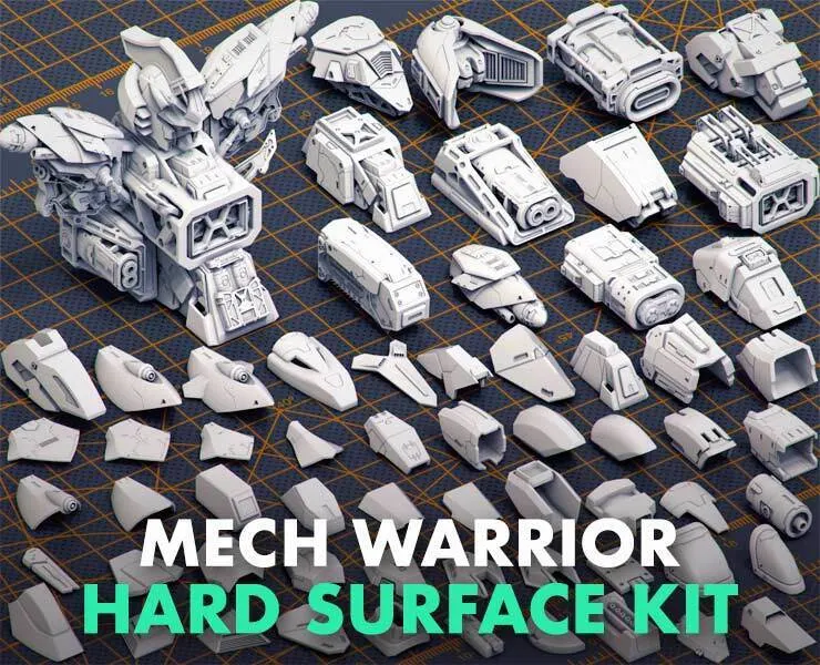 Mech Warrior Hard Surface Kitbash Kit 1